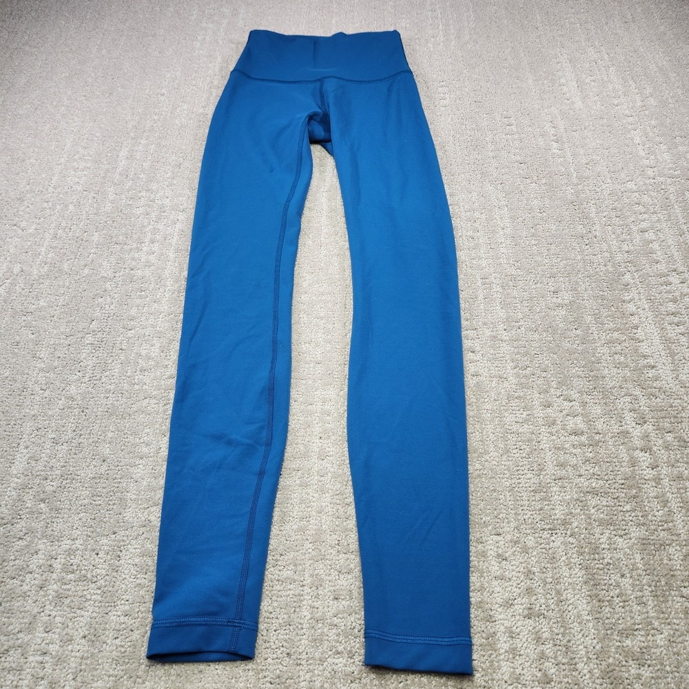 Lululemon Pants Womens 2 Wunder Train 28" Tight Yoga Stretch Blue Gym Training